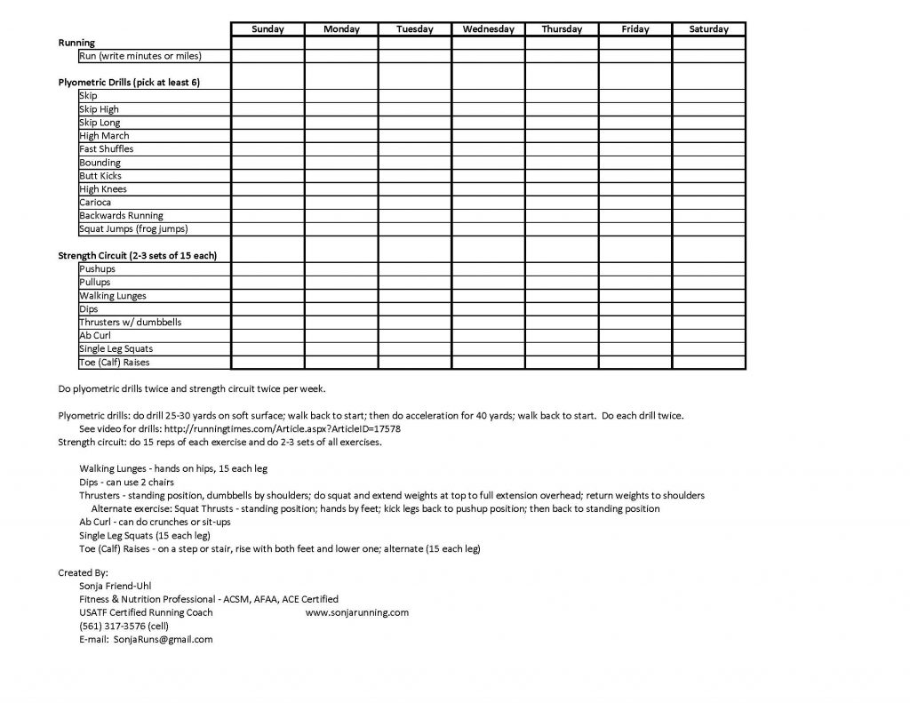 Running & Training Log Sheets